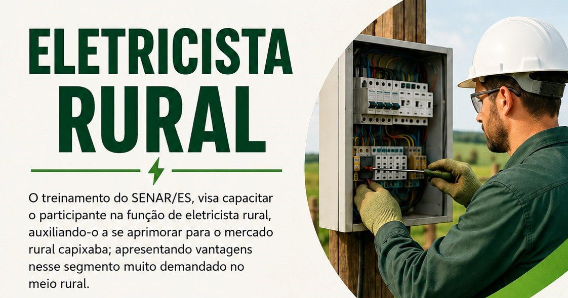 Imagem da notícia: Prefeitura abre inscrições para curso gratuito de Eletricista Rural em Barra de São Francisco
